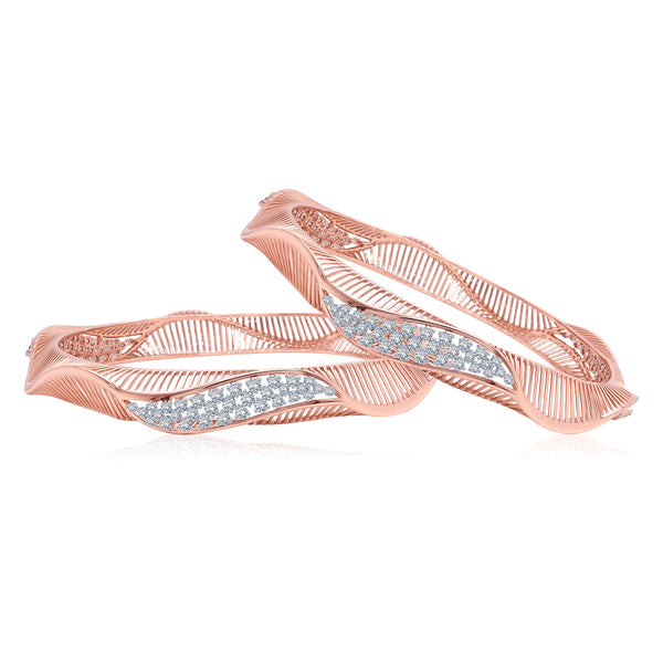 Contemporary Wavy Diamond Bangles