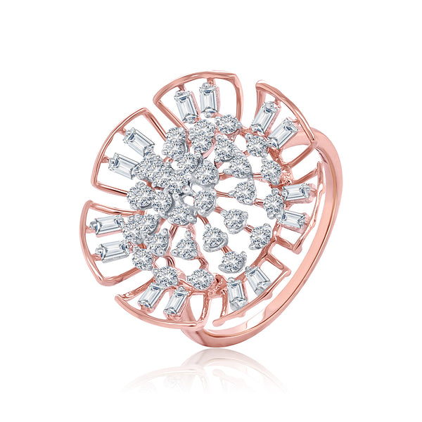 Curling Flower Casual Diamond Ring