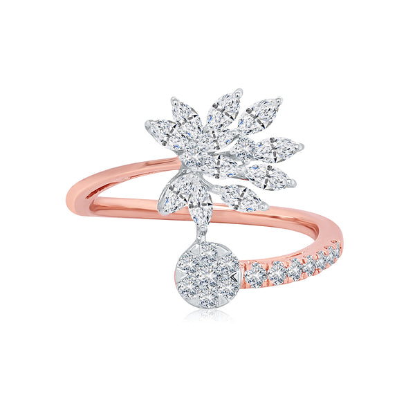 Delicate Twisted Leaves Diamond Ring