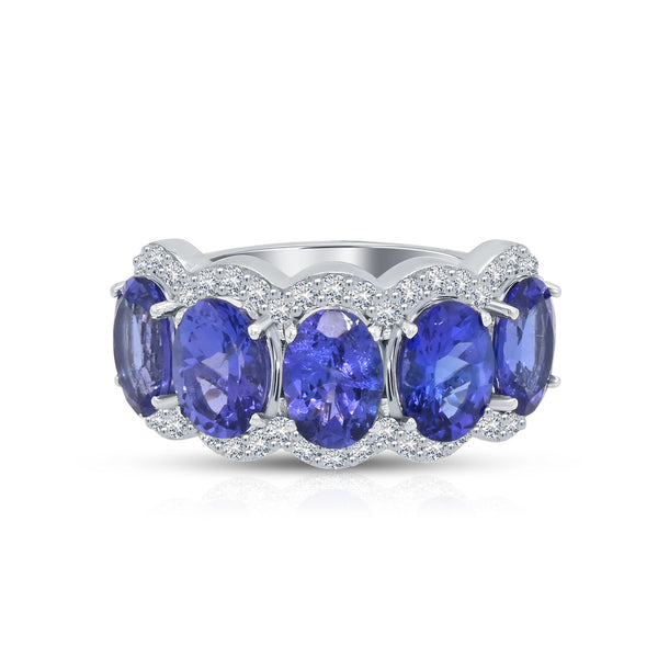 Radiant Tanzanite & Diamond Band