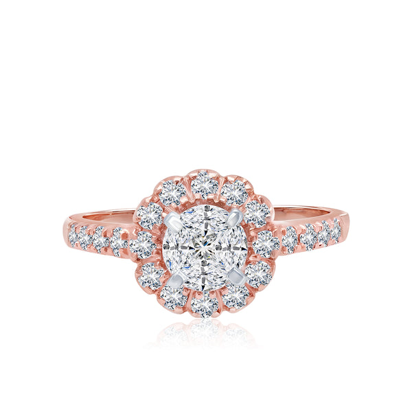 Rose Gold Floral Diamond Ring