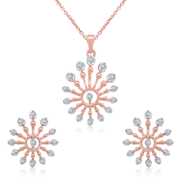 Skybound Snowflakes Diamond Pendant Set