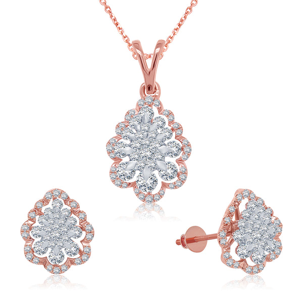 Trendy Lotus Diamond Pendant Set